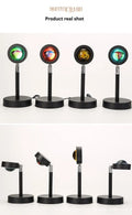 Sunset red USB floor lamp in modern simplicity style, 12.5 x 27 cm, with RGB colour options on a desk.