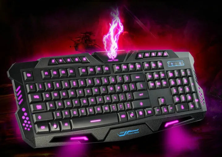 M200 black mechanical gaming keyboard with tri-colour backlit keys, 1.5 m cable, and plastic body