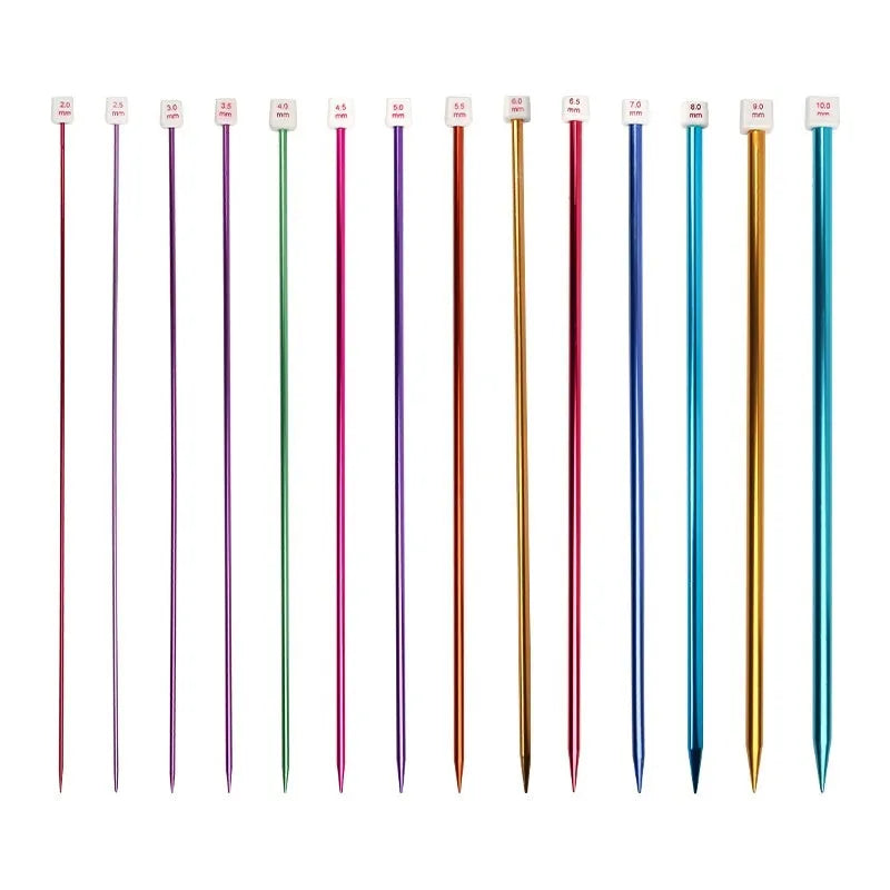 Complete crochet hook set showing multiple sizes from 2.0mm to 10.0mm with protective caps