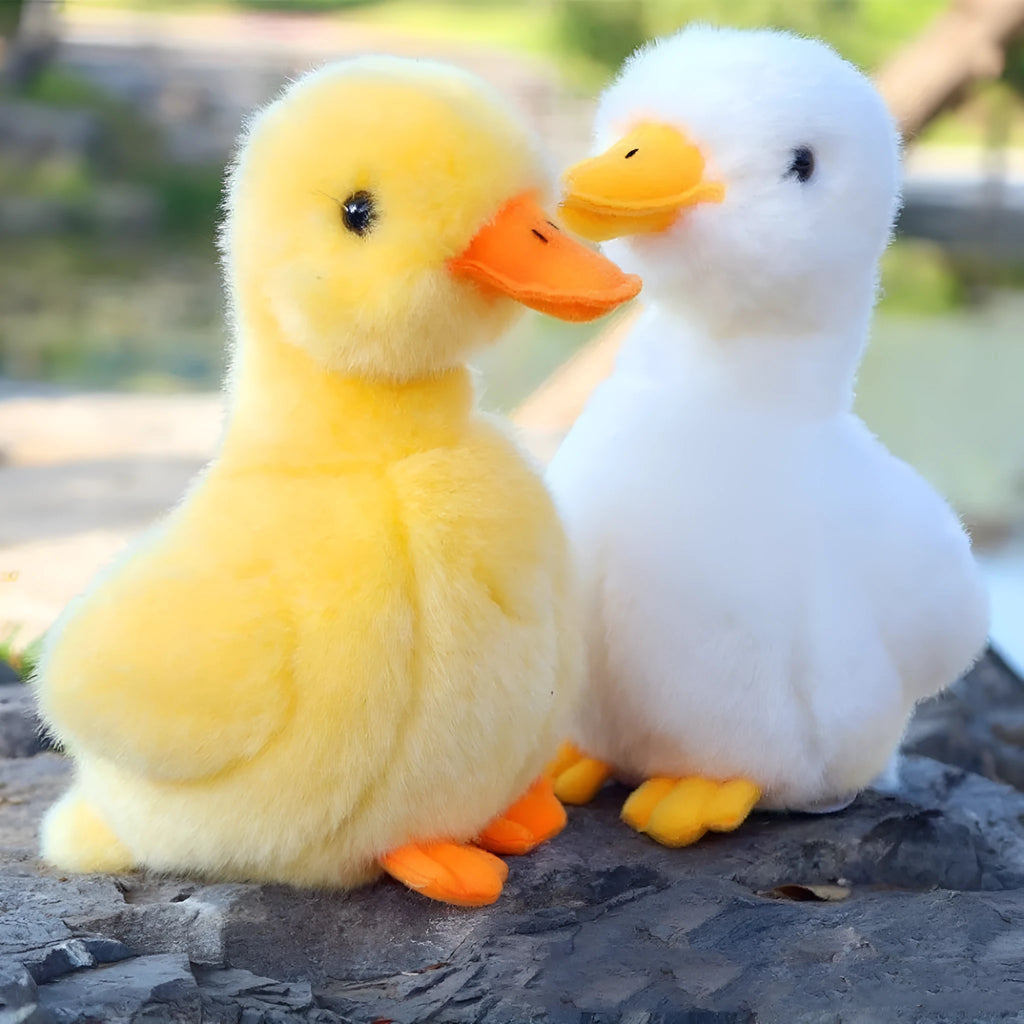 Soft plush simulation yellow duck doll 17cm height with sound feature