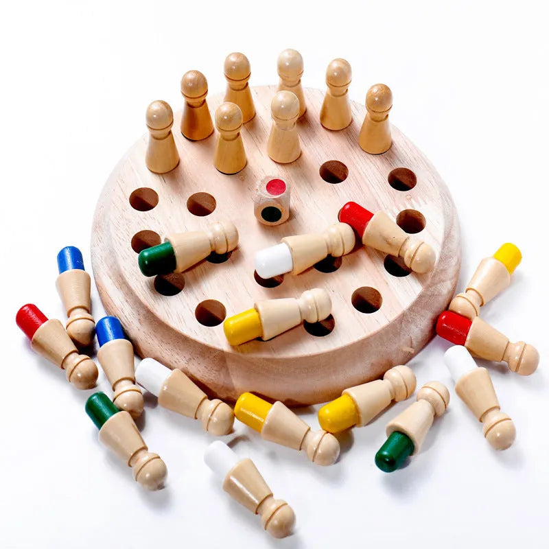 Children's beech wood Memory Chess game with white pieces on 17cm board for ages 3+