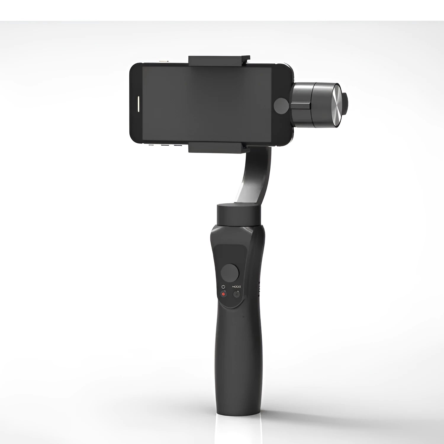 Black 3-axis handheld smartphone gimbal stabiliser on a table