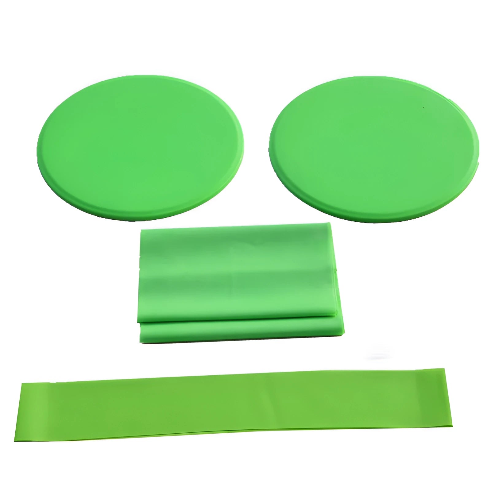 Yoga fitness three-piece set with sliding discs, tension band, and resistance ring in multiple colours