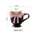 Original design heart bow ceramic mug in white powder or black pink colour with 301-400ml capacity