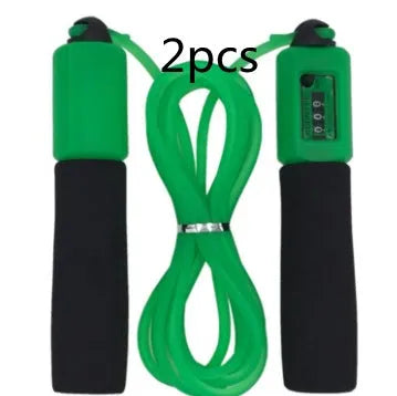 A rope skipping fitness rope with foam grip handles, shown in one of the available colours.