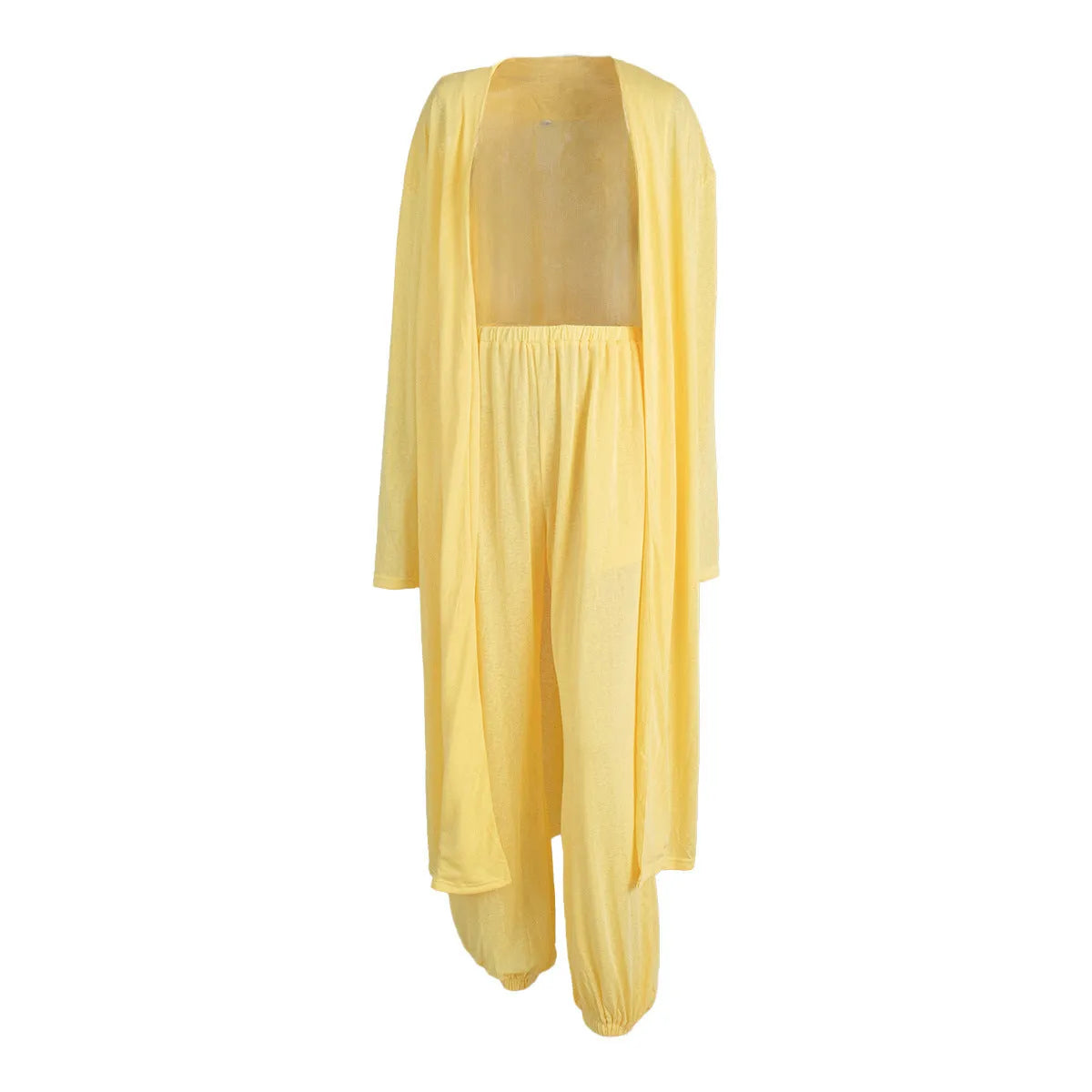 Women's shawl harem pants pyjama set in viscose blend, long sleeve top and pants, available in yellow, white, black
