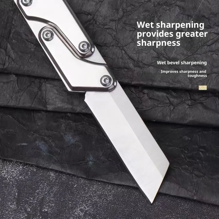 Thickened mechanical deformation folding knife with silver stainless steel blade and 67mm handle