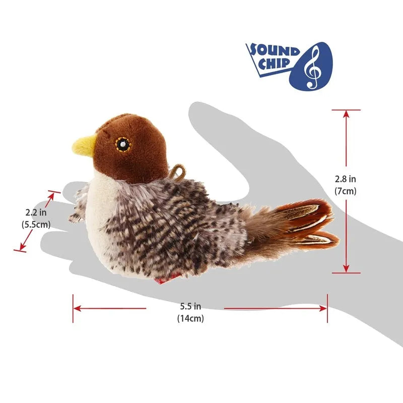 Interactive cat toy electric squeaky simulation bird plush with feather catnip for kittens