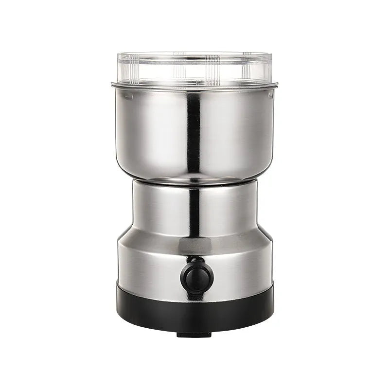 Electric domestic flour mill stainless steel body compact 13x21 cm semi-automatic with handle