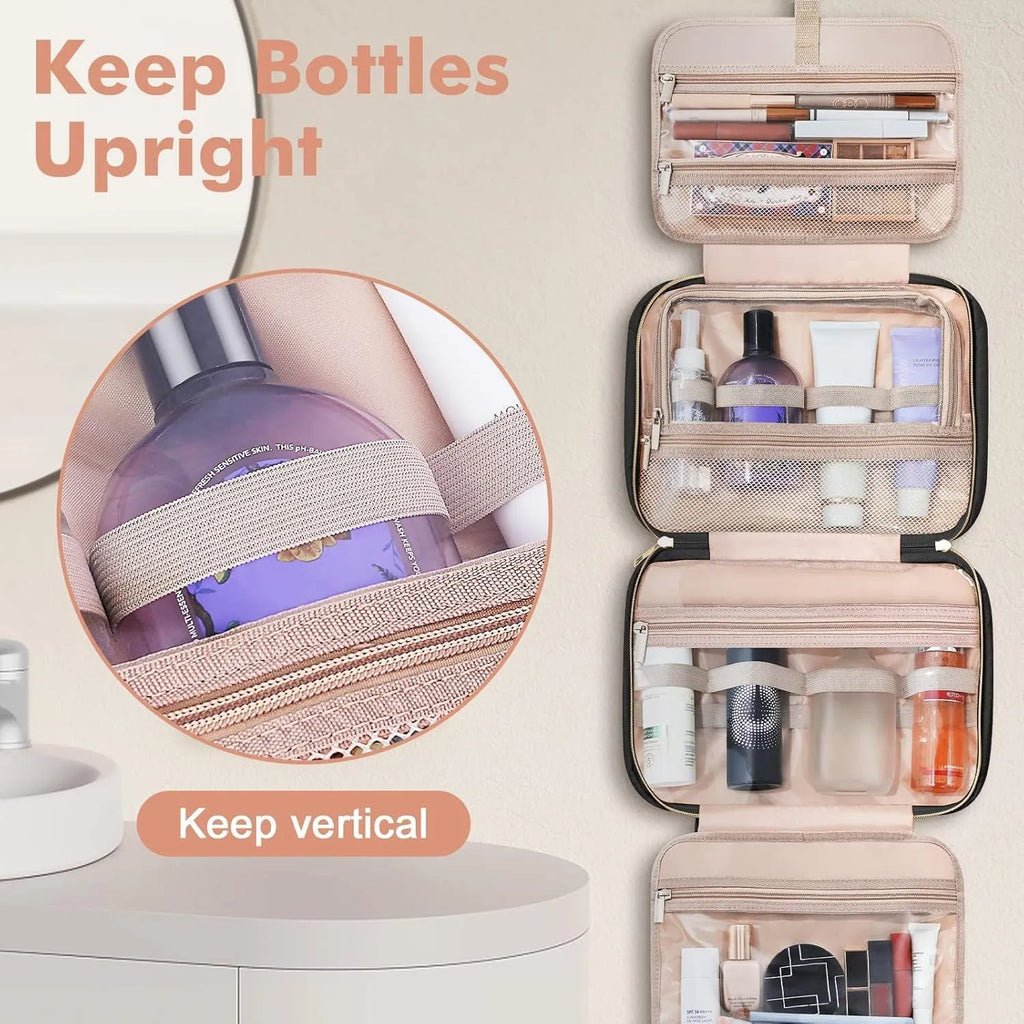 Polyester travel wash bag for cosmetics organisation in multiple colours and sizes