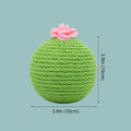Green interactive cat scratcher ball with natural sisal cactus design and hanging accessories for indoor feline play