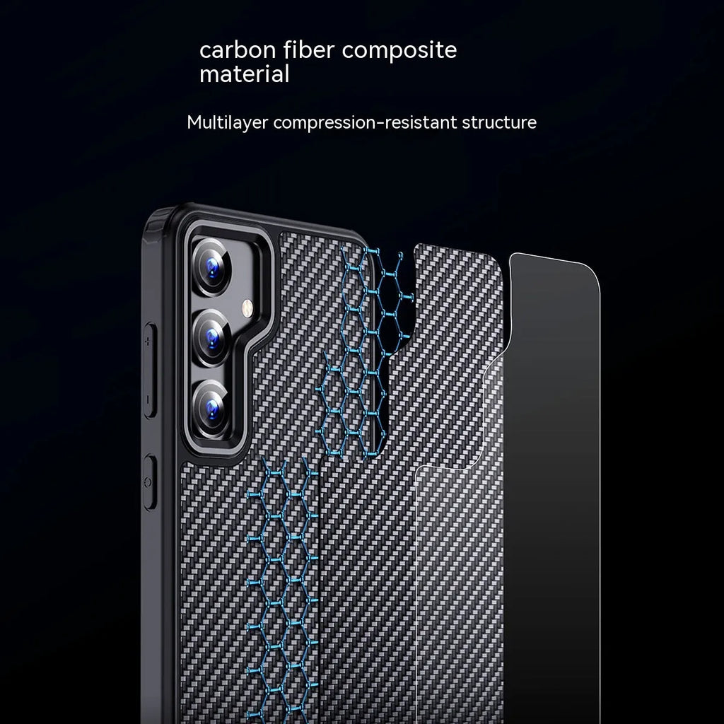 Black aramid fibre magnetic phone case for Samsung S23 and S24 series