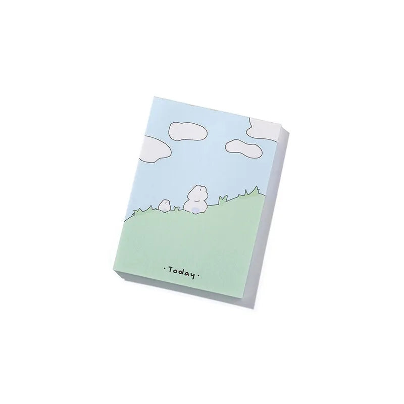 Cartoon sticky note pad with heart-themed designs in six styles including Puppy Diary and Rabbit Weekly Notes.