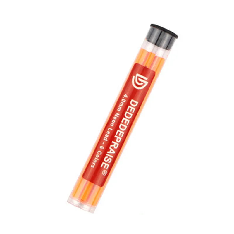 4.0mm drawing mechanical pencil colour lead set in plastic barrel pack with 6 tubes, mixed colours visible