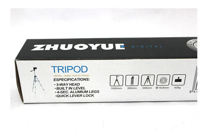 Y-334 universal camera tripod in black, folded to 35cm, compatible with Apple iPhone