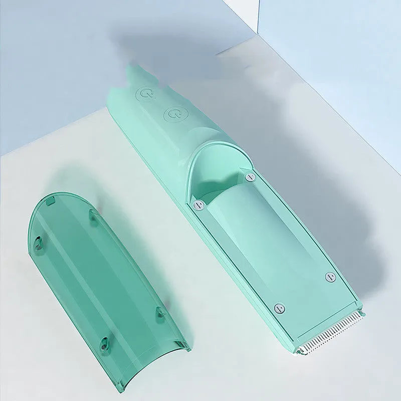 Baby suction electric hair clipper with ceramic blade, rechargeable and waterproof, in green colour