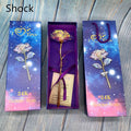 24K luminous gold rose flower set in gift box with tote bag, handmade plastic bouquet non-fade artificial roses
