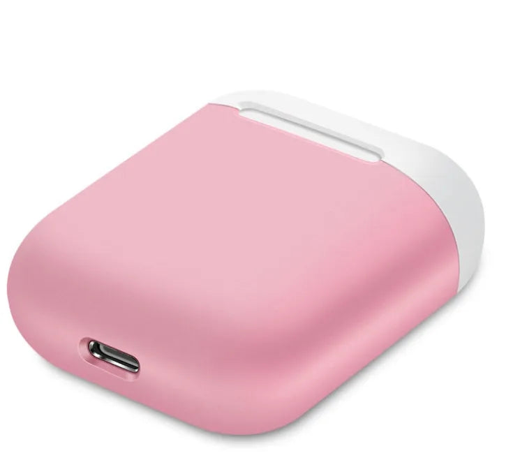 Silicone protective cover for Apple AirPods charging case in a split style design, shown in a selection of colours.