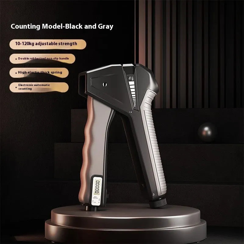 Second generation mechanical counter hand gripper in black showing adjustable resistance from 5-60 kg