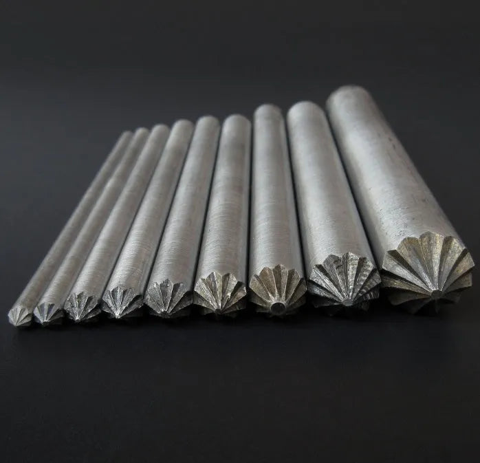 Silver DIY leather punch eye blossom chrysanthemum punch tool with 100mm length, 8mm or 11mm size options