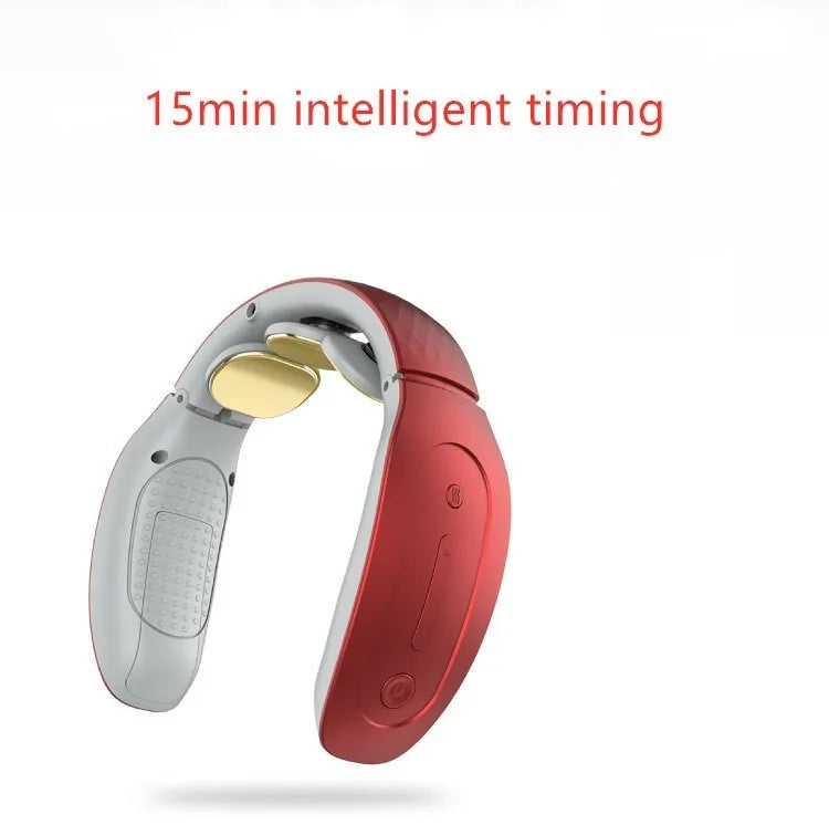 Intelligent cervical massager in red or white with battery power and multiple massage techniques