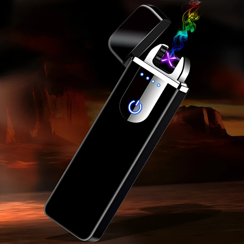 Metal lighter with brushed finish, shown in gold, red, blue, silver and business black colour options