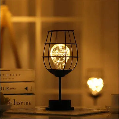 Minimalist wrought iron hollow table lamp in selected style with warm white LED lighting