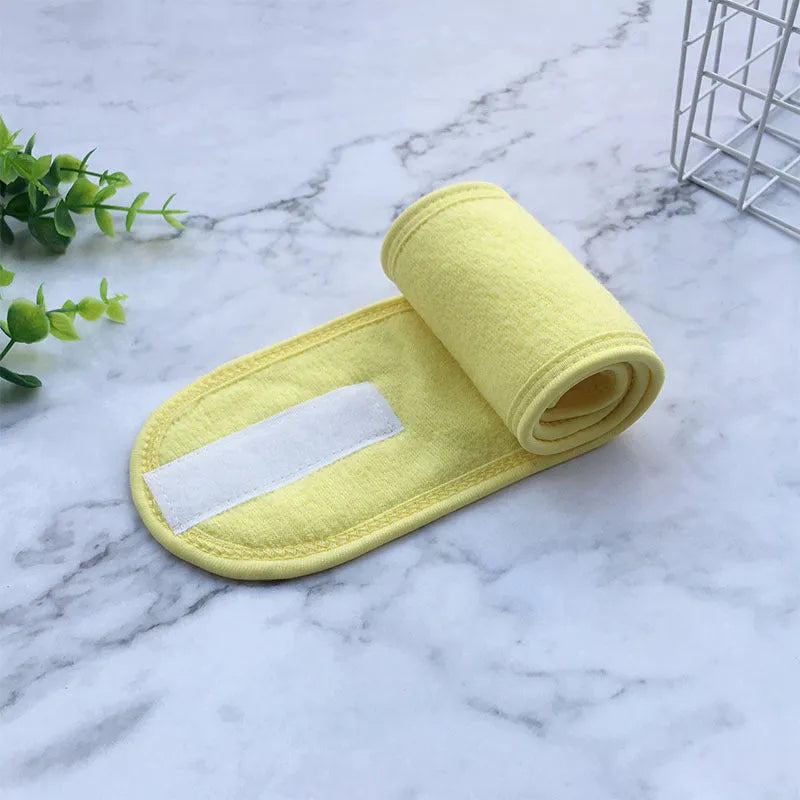 Thickened ant fabric hair band in white, polyester towel material, 60x8.5cm for face washing and yoga