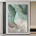 Hand-painted abstract texture landscape oil painting on canvas, unframed, vertical modern wall art for living room