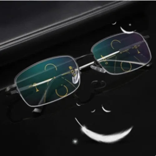 Black metal frame dual-use presbyopia glasses for men with clip-on resin lenses