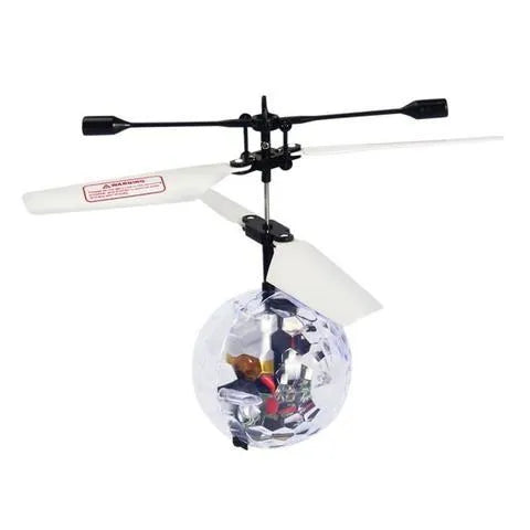 LED Magic Flying Ball with infrared induction, flashing lights, USB charging, plastic construction, available in multiple colours