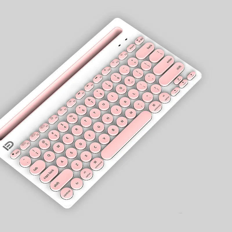 Wireless Bluetooth keyboard in black, compact 297x178x22mm size, slim profile on desk