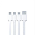 Three-in-one data cable 1m noodles style with one for three split connectors in black or white