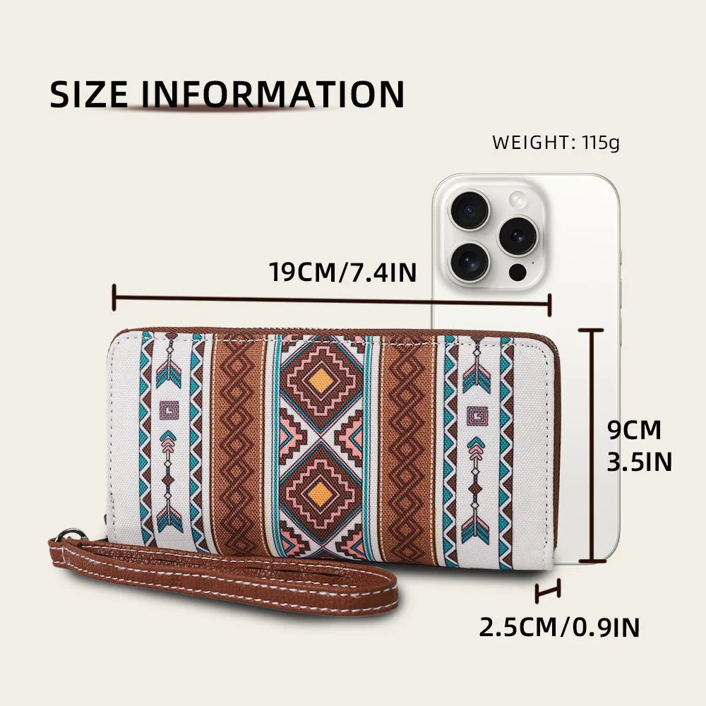 Bohemian stripe canvas RFID wallet with anti-theft protection in multiple colour options