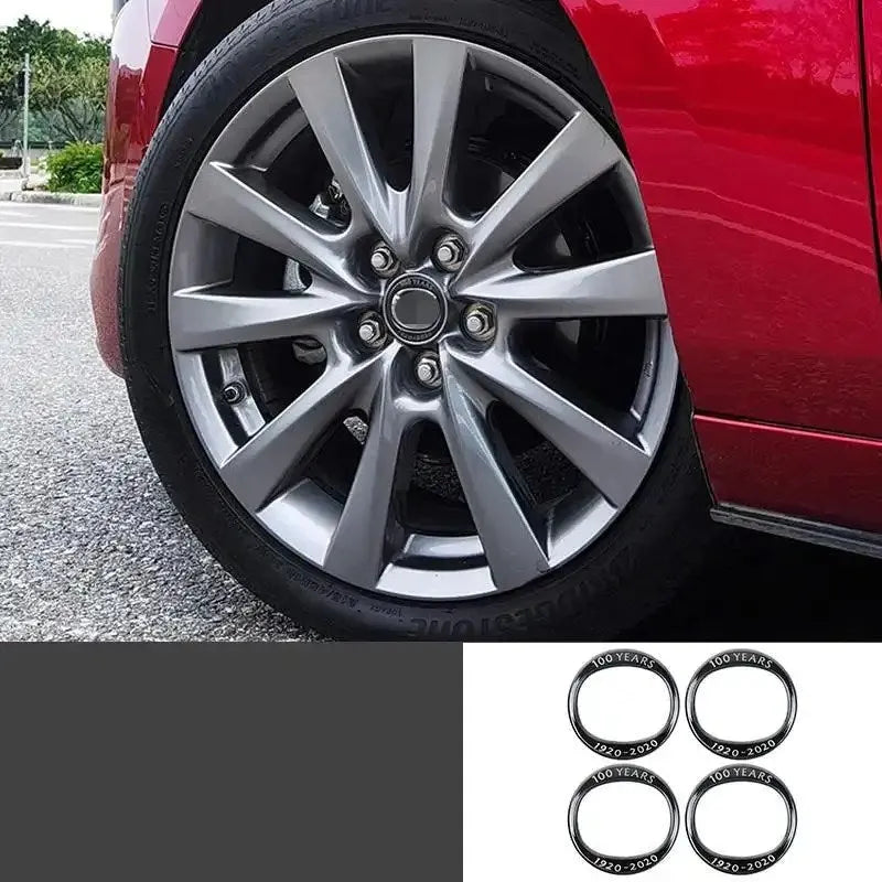 Aluminium alloy 100th anniversary car modification sticker for Mazda in red and black colours