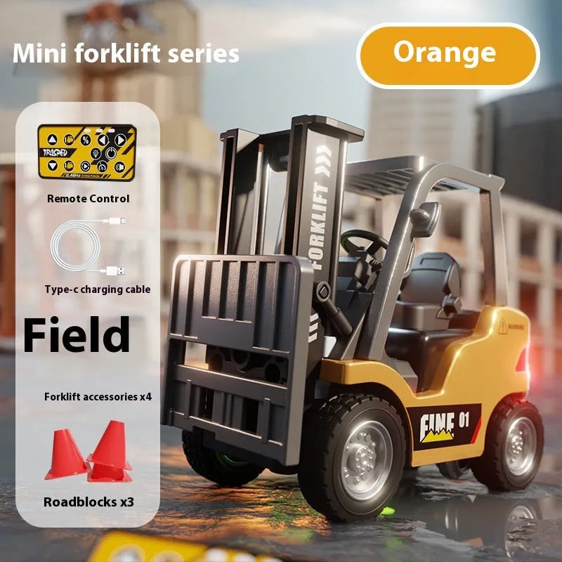 1:64 scale alloy remote control forklift truck with Bluetooth connectivity and obstacle accessories