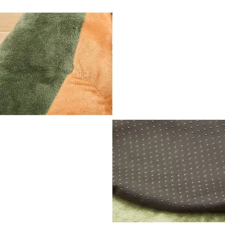 Soft cotton pet bed house for cats and dogs in coffee colour showing enclosed kennel design