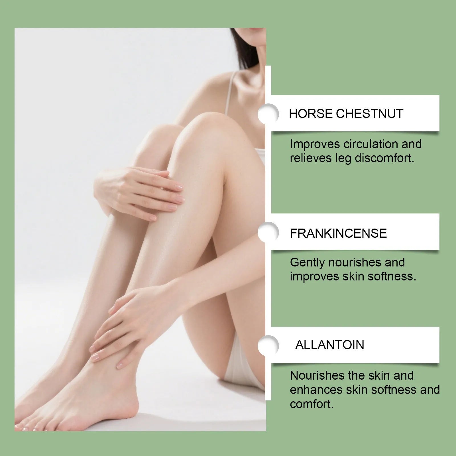 30g pot of Leg Care Herbal Cream with herbal ingredients for universal skin type