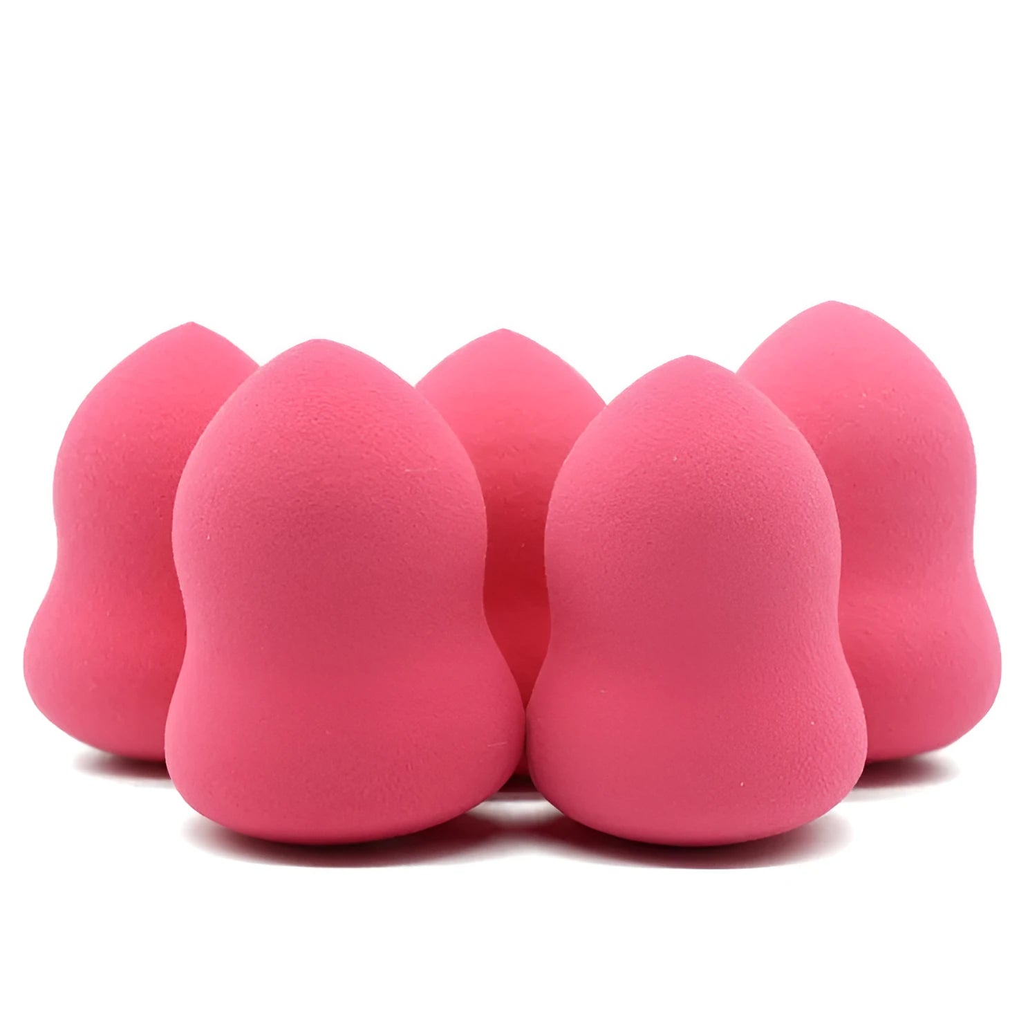 Pink makeup foundation sponge on white background showing soft texture and 4x4x5.6cm size