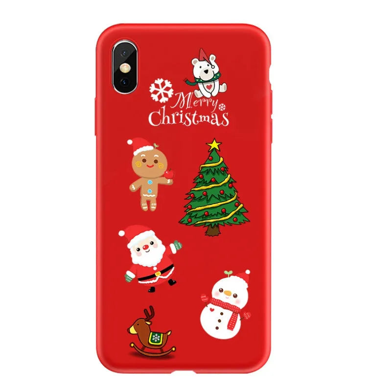 Christmas-themed painted back cover phone case for iPhone models 6 through XS Max showing festive holiday design