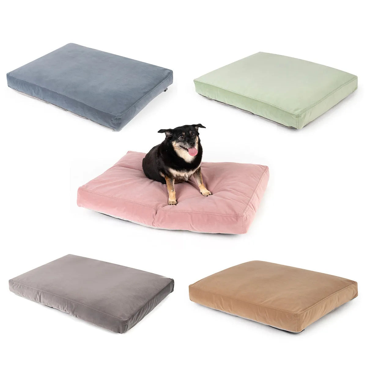 Thickened warm dog kennel pad with removable cotton cover in dark grey colour on floor