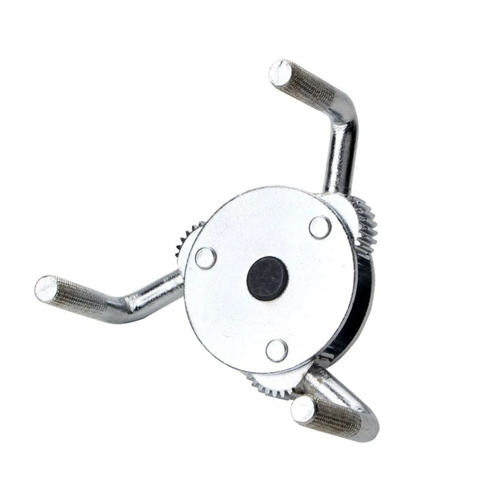 Silver round three-jaw oil filter wrench with frosted surface for automotive use