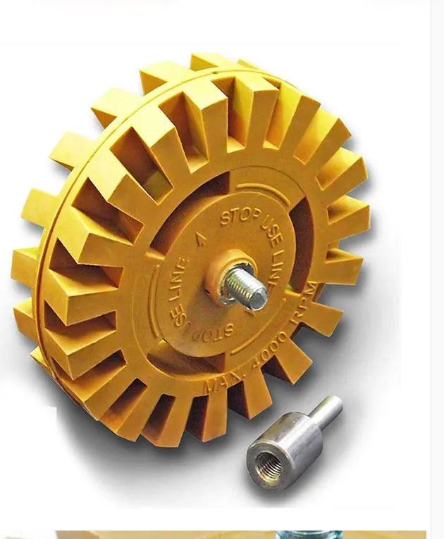100mm rubber car decal remover disc for electric drill, removing vinyl pinstripe from car door
