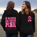 Breast Cancer Awareness pullover hoodie with retro art design and side pocket in pink colour