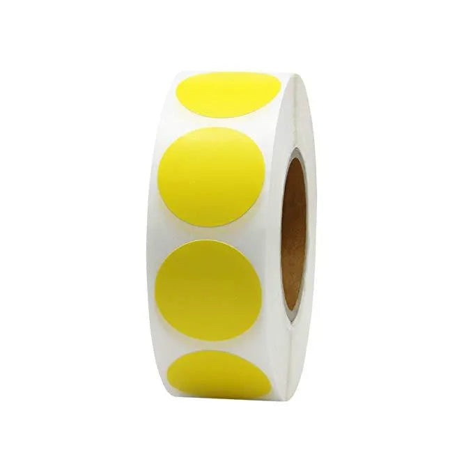Roll of 500 chroma label colour code stickers, 2.5cm each, in ten colours with permanent glue