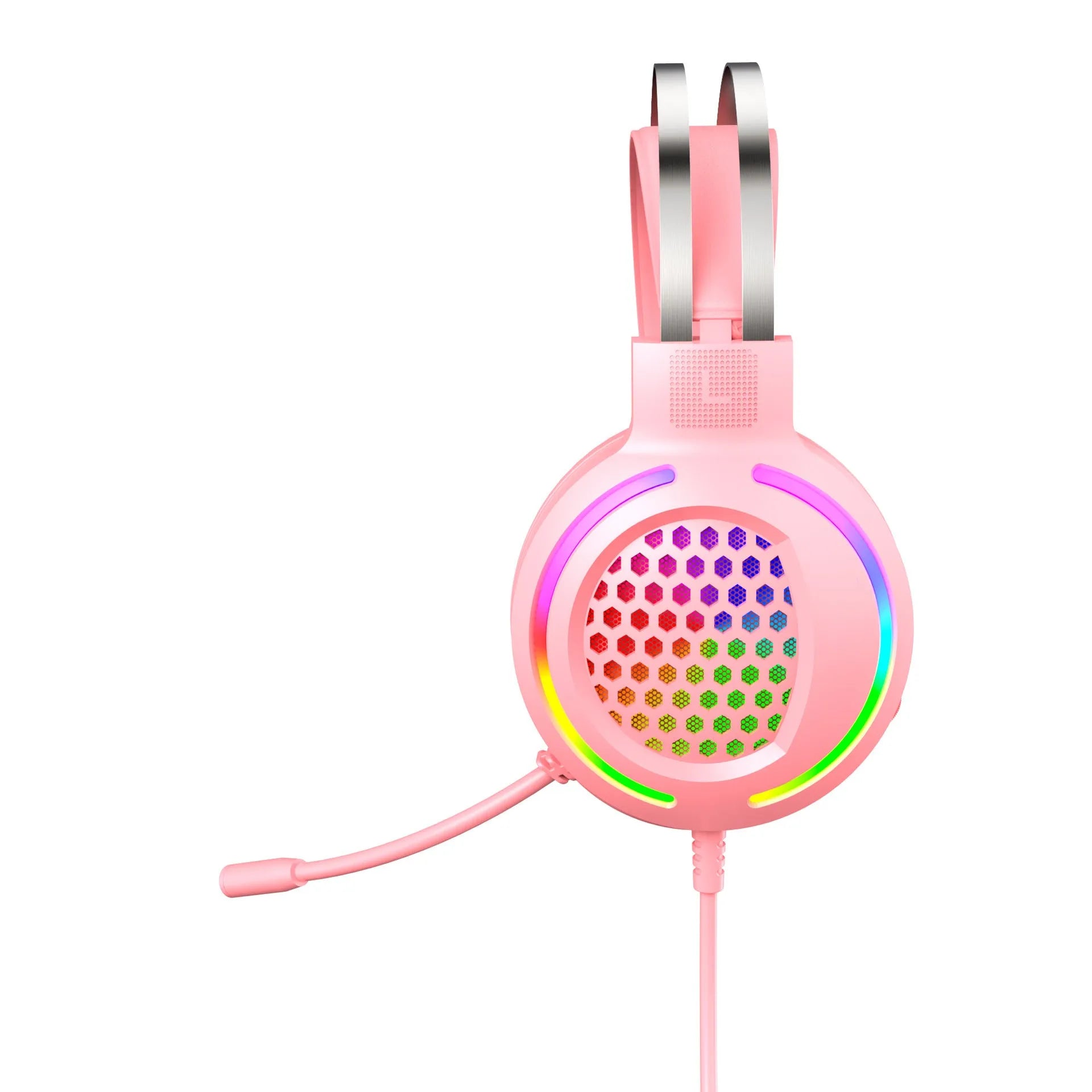 M12 USB gaming headset with RGB lighting on ear cups, shown in black colour