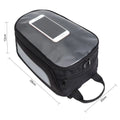 Black waterproof magnetic motorcycle fuel tank bag with phone pocket and reflective strips on Oxford cloth surface