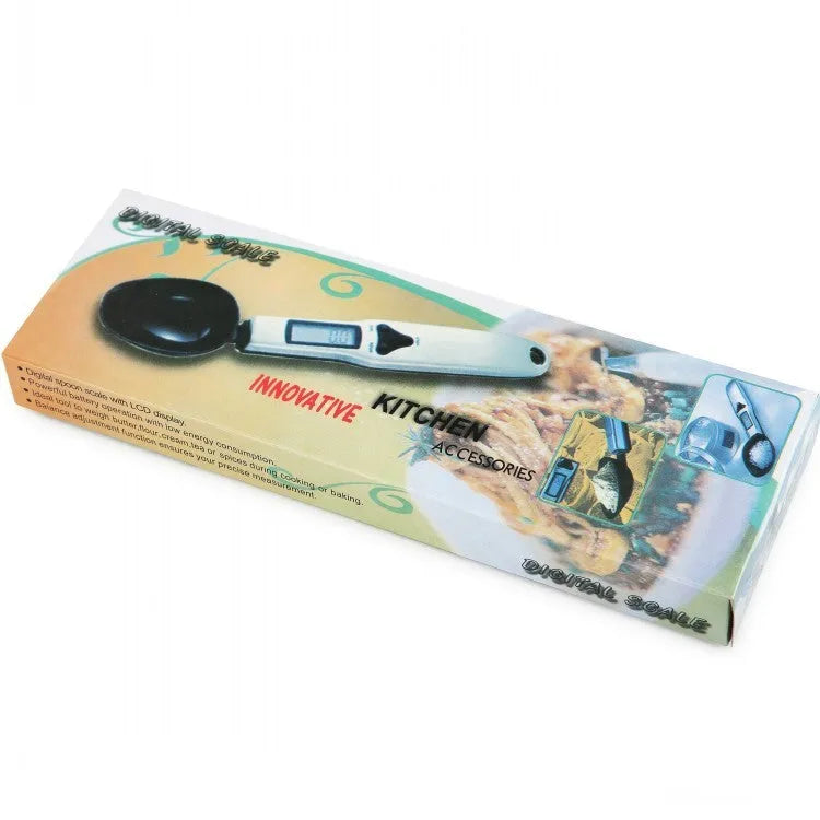 Smart digital measuring spoon with built-in electronic scale showing 0-30ml volume capacity