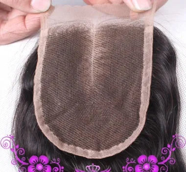 Straight human hair curtain hair weft with closure wig accessory in multiple sizes for natural hair look