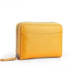First layer cowhide genuine leather coin purse with multiple compartments and sewing line detailing